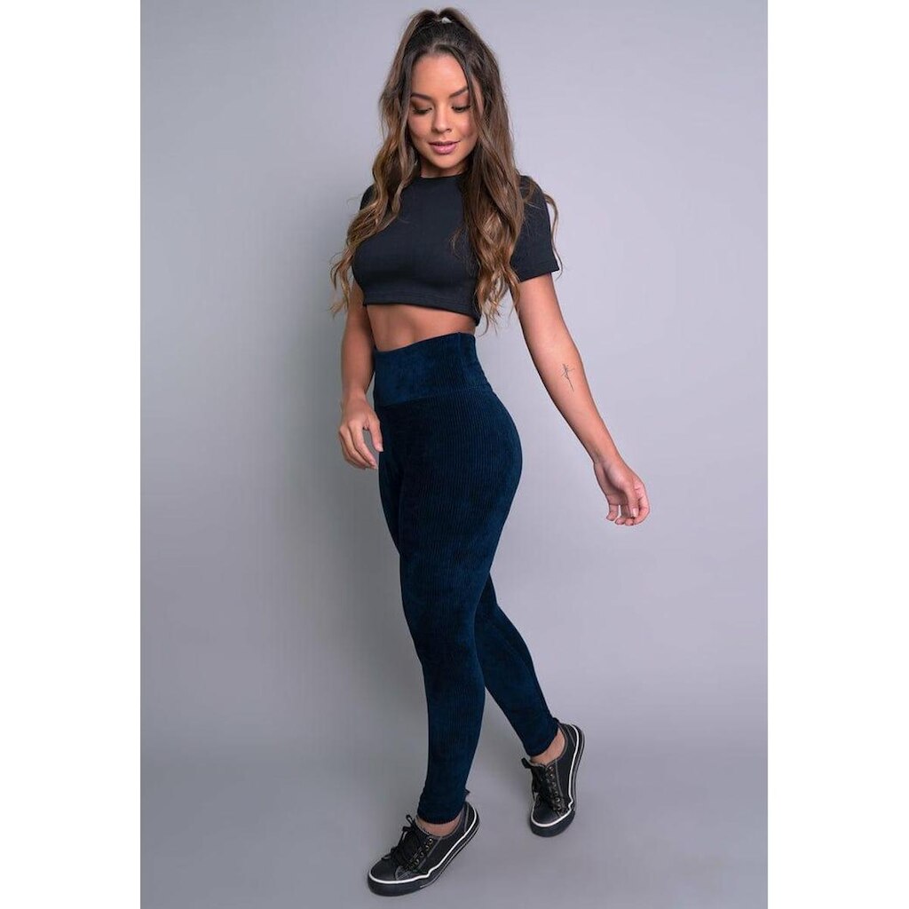 Calça Legging K2b Veludo Cotele Cintura Alta