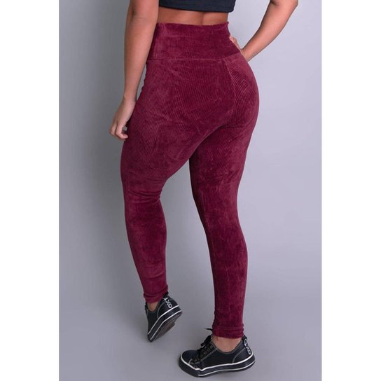 Calça Legging K2b Veludo Cotele Cintura Alta