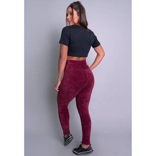Calça Legging K2b Veludo Cotele Cintura Alta