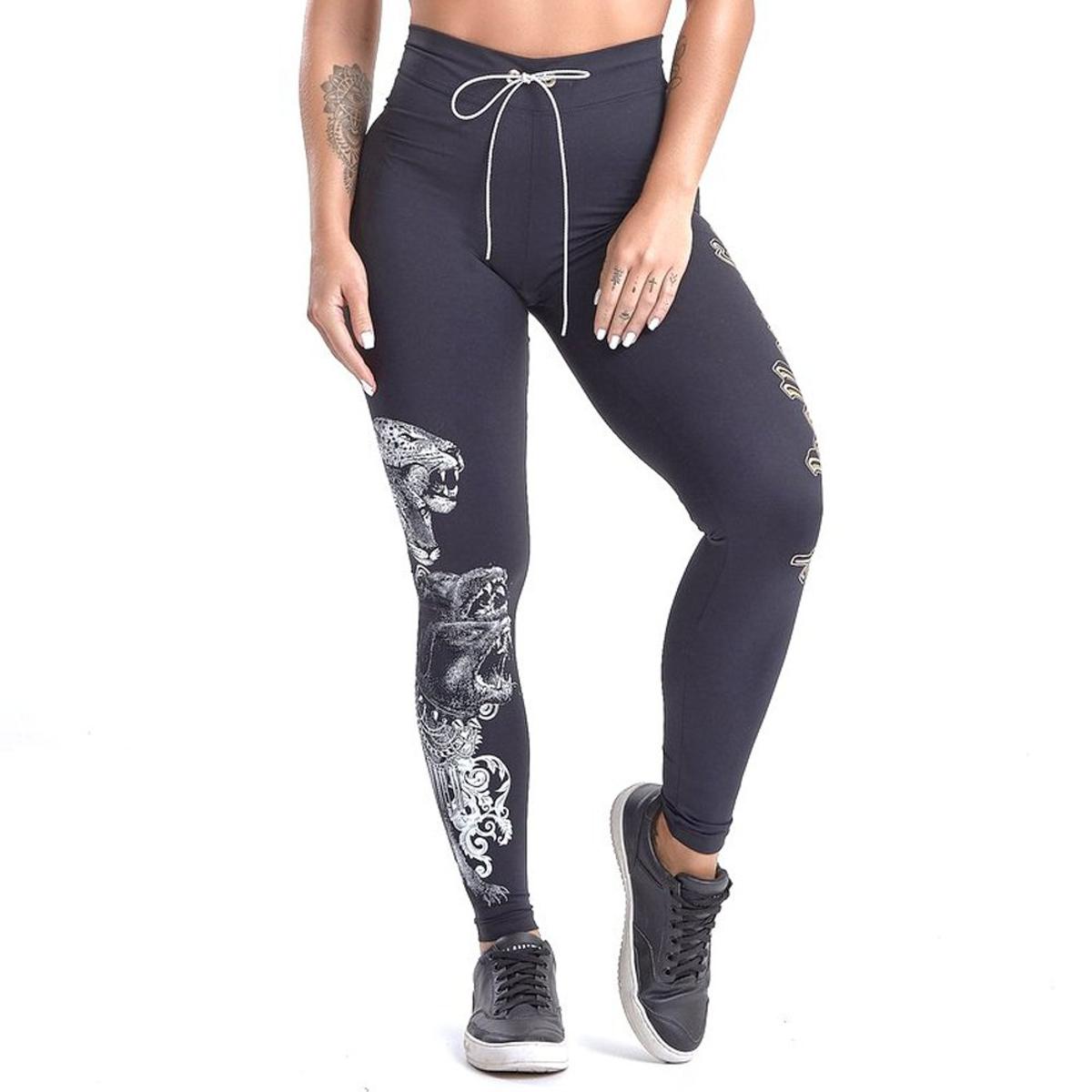 Calça Legging Labellamafia El Dorado Feminina - Preto+Branco | Netshoes