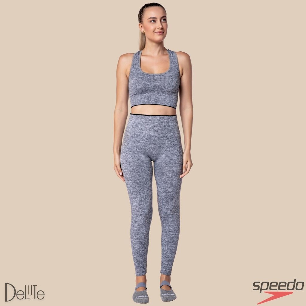 Calça Legging Leg Speedo Feminina Canelada Com Coss Duplo Confortável