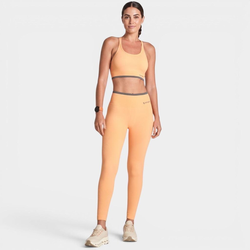 Calça Legging Lupo Seamless Ayra Feminina - Laranja e Cinza - P