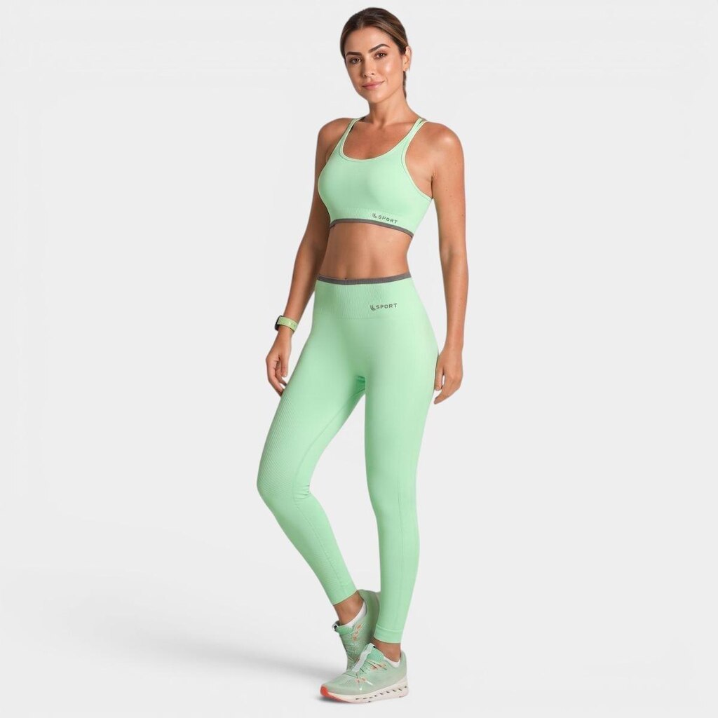 Calça Legging Lupo Seamless Ayra Feminina - Verde e Cinza - G