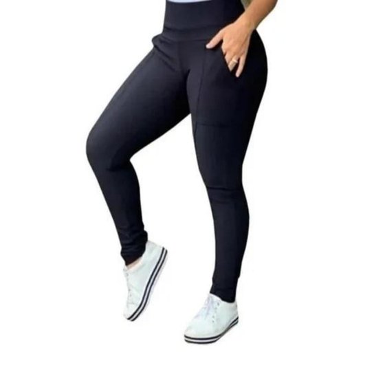 Calça Legging Montaria Peluciada/Flanelada Com Bolsos Ótima Para Inverno - Preto Menor preço em Calça Legging Montaria Peluciada/Flanelada Com Bolsos Ótima Para Inverno - Preto