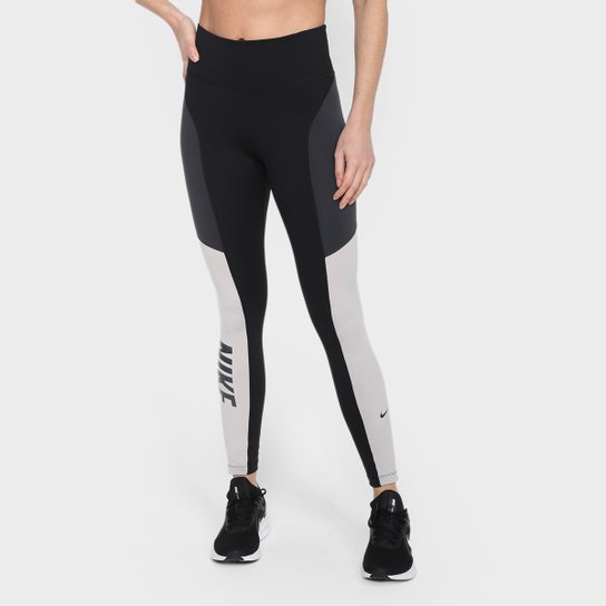 Calça Legging Nike One Dri-Fit 7/8 Feminina - Preto+Cinza Menor preço em Calça Legging Nike One Dri-Fit 7/8 Feminina - Preto+Cinza
