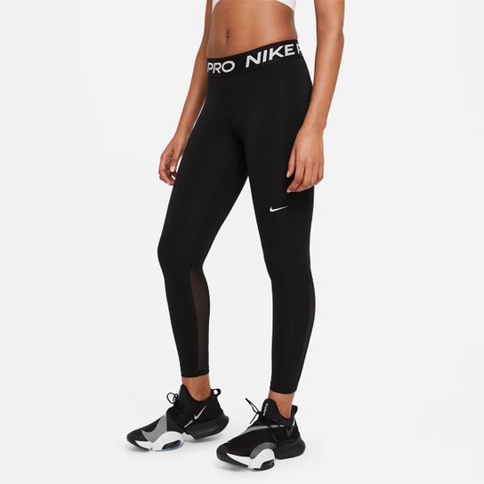 Calça Legging Nike Pro 365 Tight Feminina - Preto+Branco Menor preço em Calça Legging Nike Pro 365 Tight Feminina - Preto+Branco