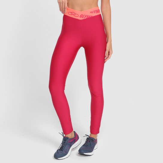 Calça Legging Olympikus Eleva Feminina - Vermelho+Rosa Menor preço em Calça Legging Olympikus Eleva Feminina - Vermelho+Rosa