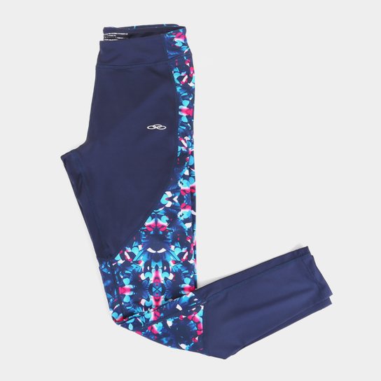 Calça Legging Olympikus Turn Printed Feminina - Azul Navy Menor preço em Calça Legging Olympikus Turn Printed Feminina - Azul Navy