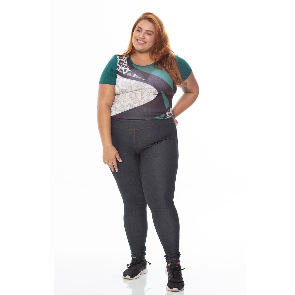 Calça Legging Com Bolso Plus Size de Suplex 103748-A - Mulher Única