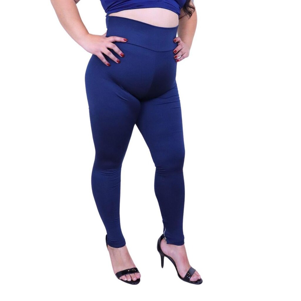 Calça Legging Plus Size Heide Ribeiro Linha Silver Barra Ziper