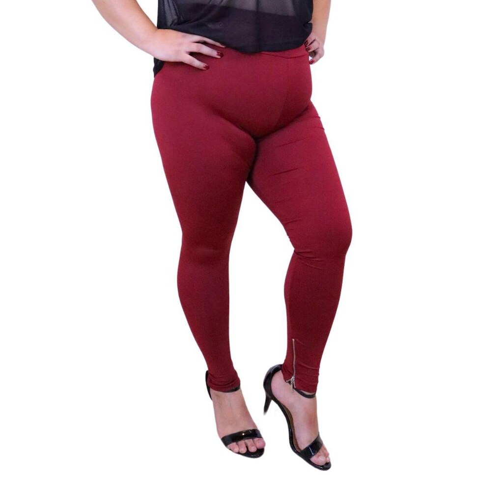 Calça Legging Plus Size Heide Ribeiro Linha Silver Barra Ziper