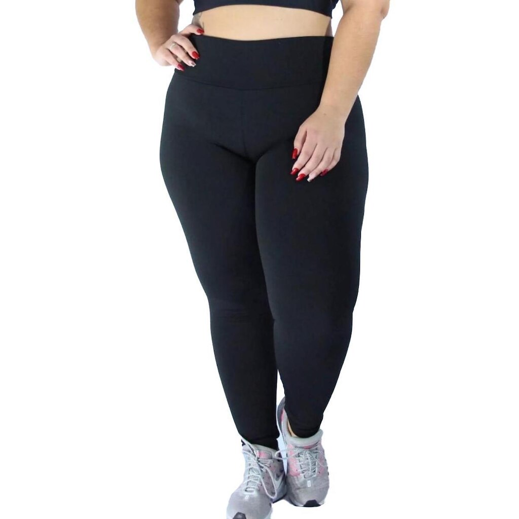 Calça Legging Plus Size Tecido Ultra Grosso Power Cos Alto WOLFOX