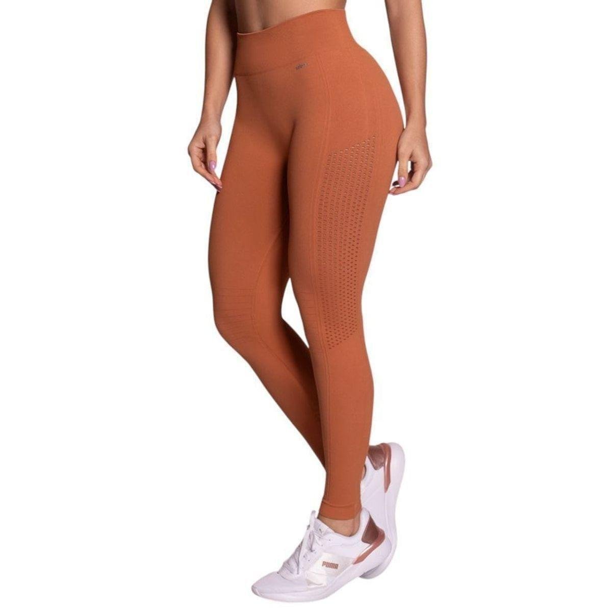 Calça Legging Selene Sem Costura Feminina - Marrom P