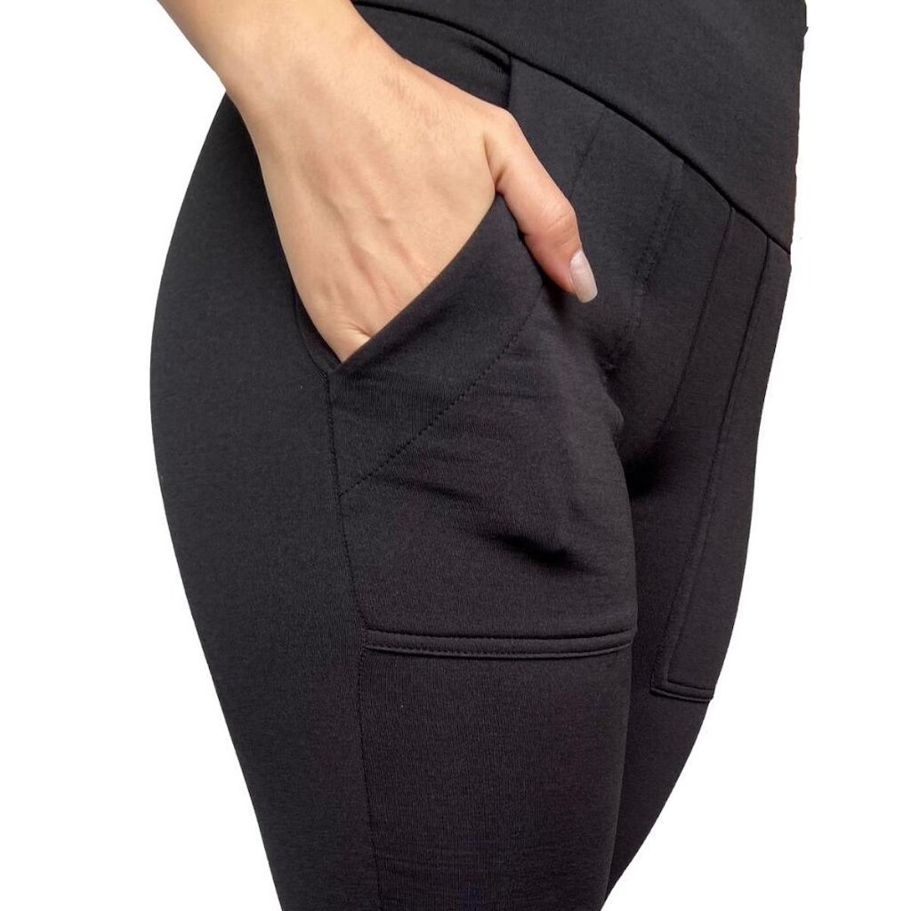 Calça Legging Suplex Forrada/Flanelada Cós Alto Com Bolsos