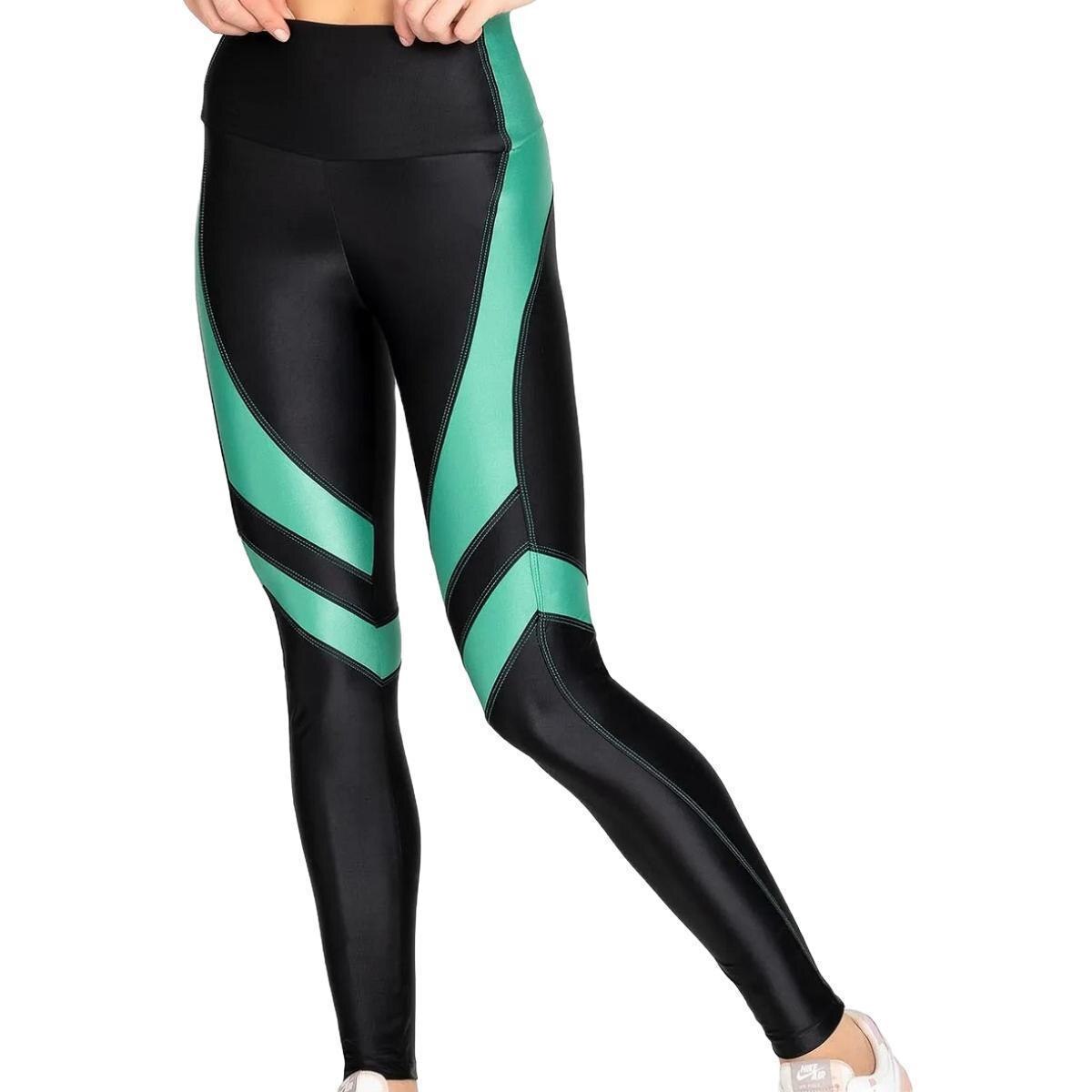 Calça Legging Trinys Energy Sportier Feminino Preto e Verde