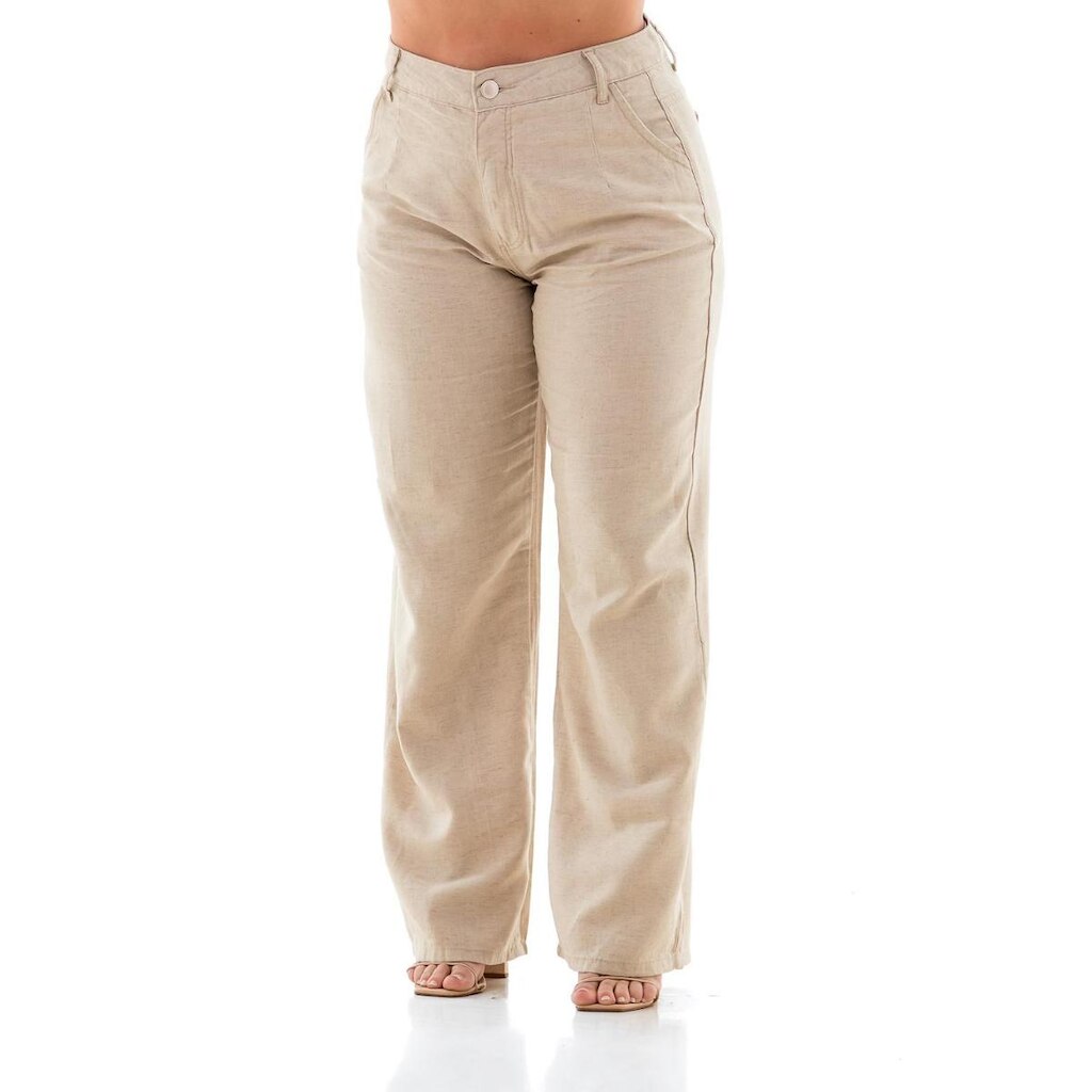 Calça Linho Feminina Arauto Wide Cropped