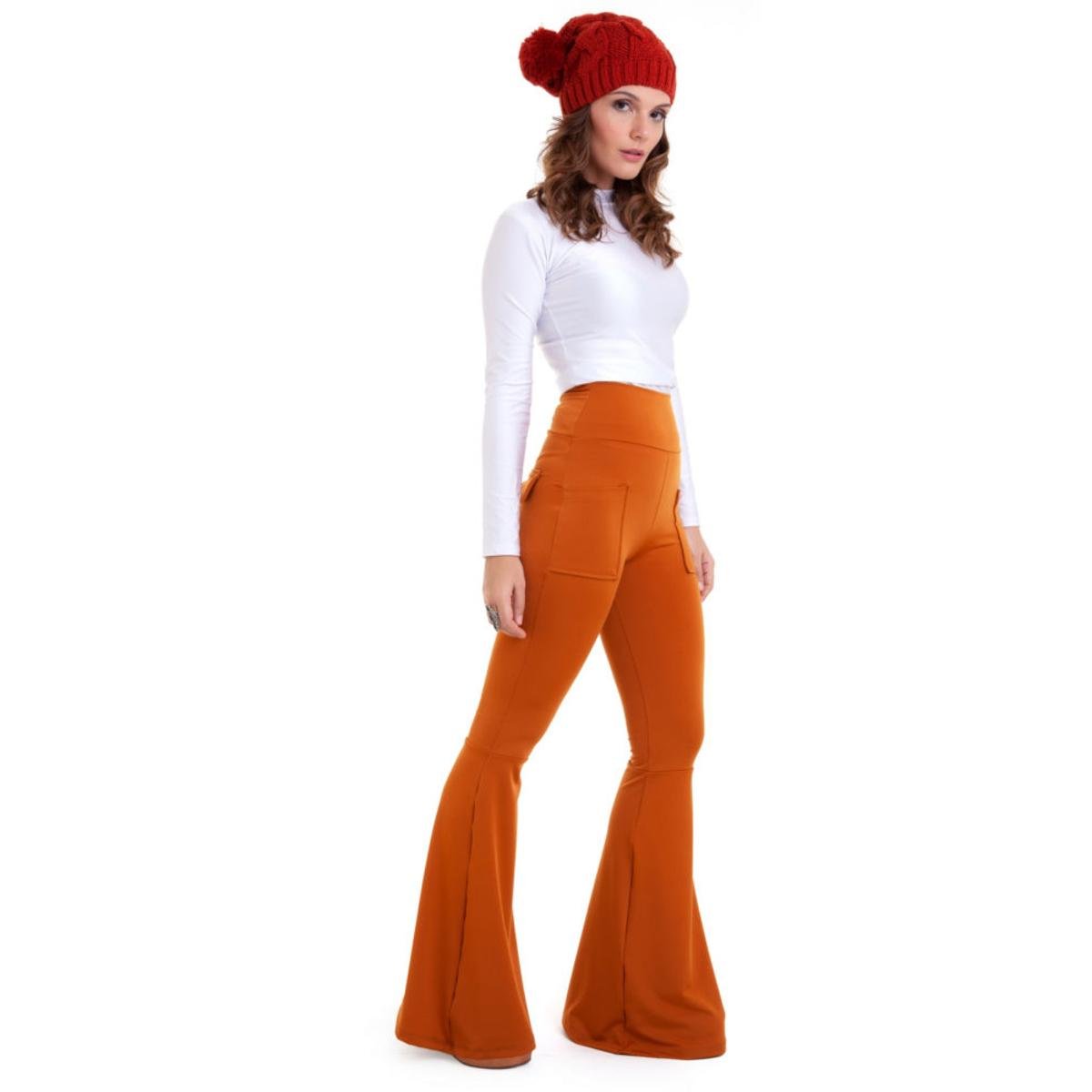 calça flare suplex com bolso