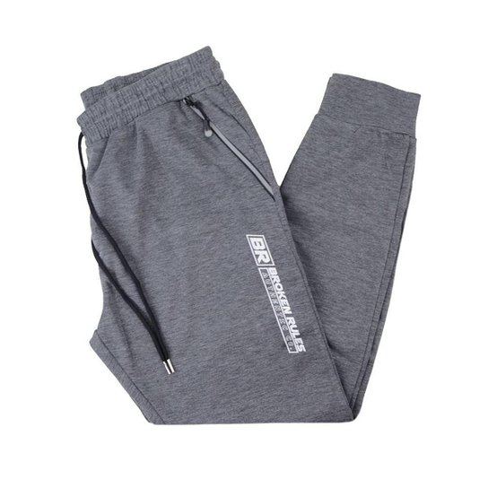 Calça Masculina Broken Rules Moletom Cinza Medio - 160091 - Cinza Menor preço em Calça Masculina Broken Rules Moletom Cinza Medio - 160091 - Cinza