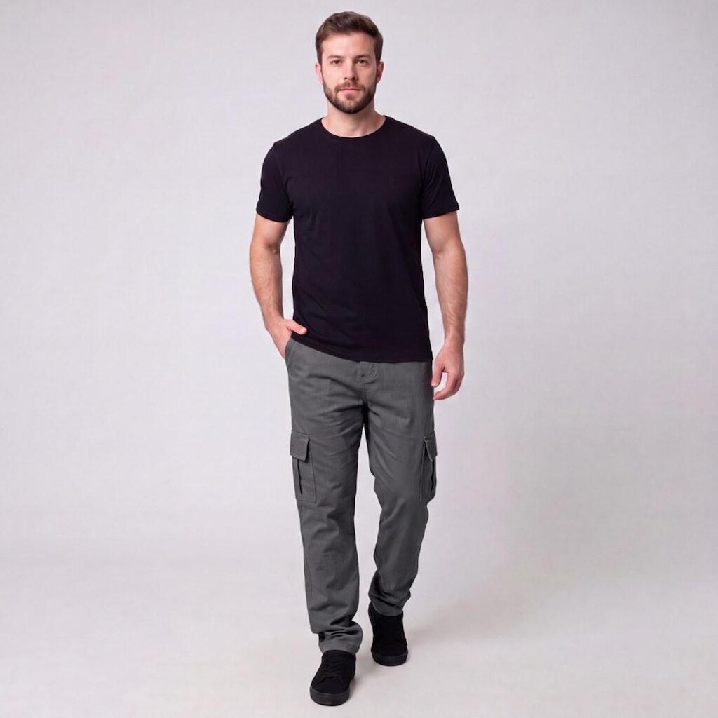 Calça Masculina Cargo Em Sarja Via Lance