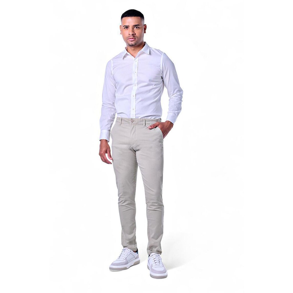 Calça Masculina Chino Básica Casual Algodão E Elastano Pacific Blue