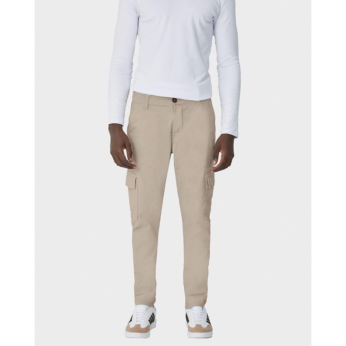 Calça Masculina Chino Cargo Em Sarja Com Elastano Menor preço em Calça Masculina Chino Cargo Em Sarja Com Elastano