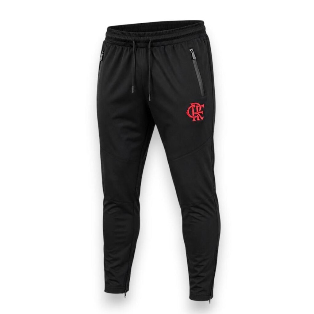Calça Masculina Flamengo Oficial Poliamida Com Zíper Preta