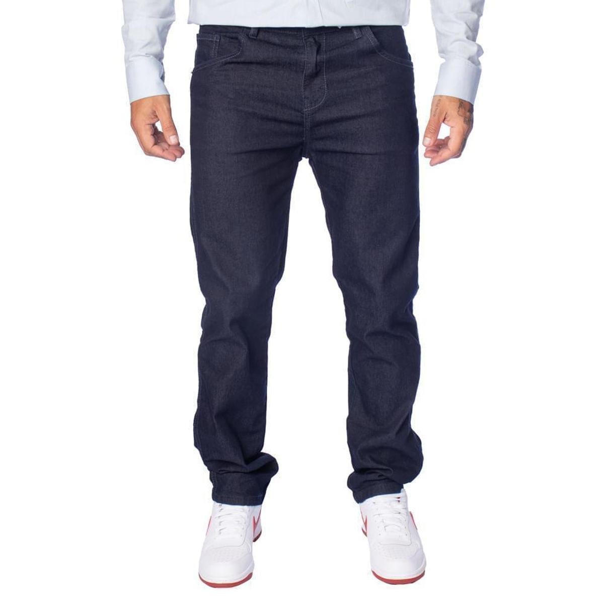 Calça Masculina Ice Preston Reta Detalhe em Costura Azul Escuro