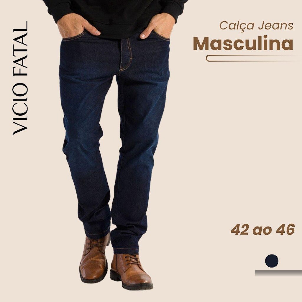 Calça Masculina Jeans Básica Tex Denim Reta