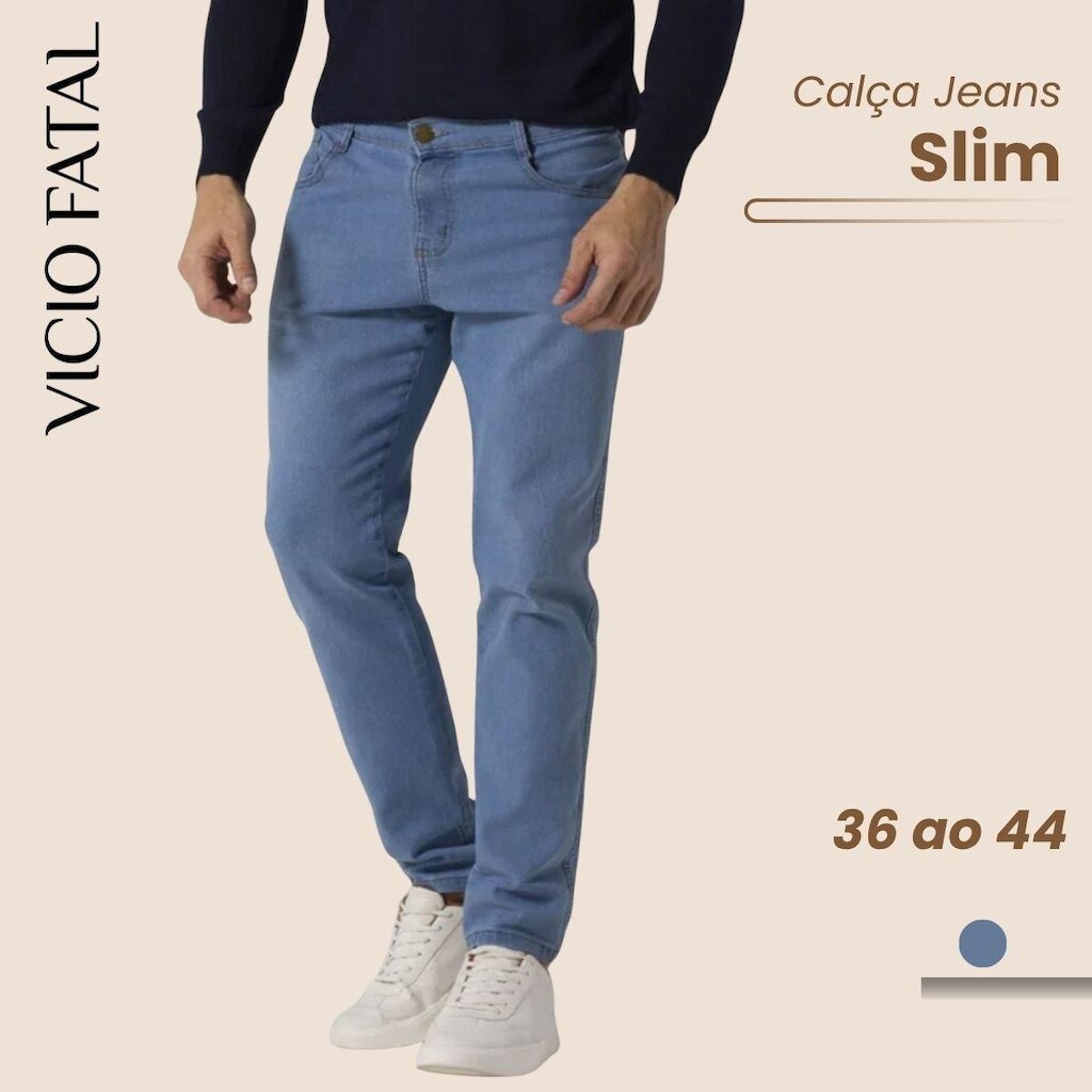 Calça Masculina Jeans Slim Clara Tex Denim Reta