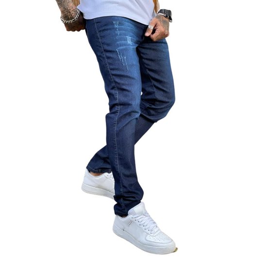 Calça Masculina Jeans Super Skinny Premium Tendência - Azul Menor preço em Calça Masculina Jeans Super Skinny Premium Tendência - Azul