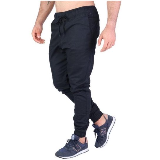 Calça De Sarja Masculina Com Elastico Na Barra Calça Apertada CalÃ