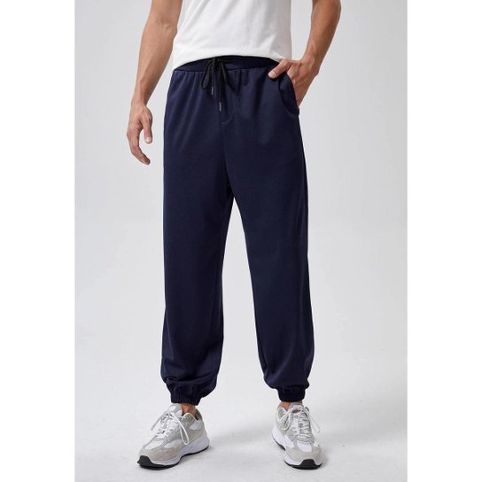 Calça Masculina Moletom Básico - KS Casual & Sport - Azul Menor preço em Calça Masculina Moletom Básico - KS Casual & Sport - Azul