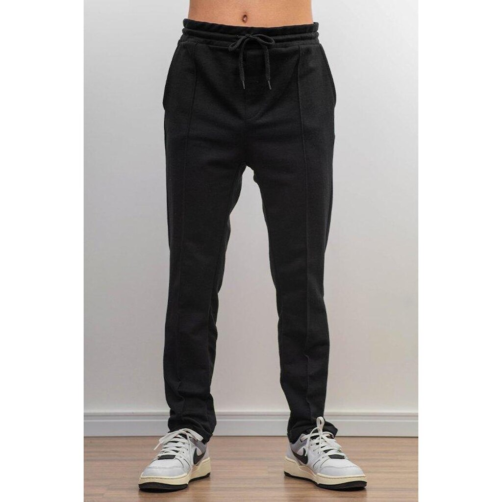Calça Masculina Moletom Estilo Alfaiataria Preta