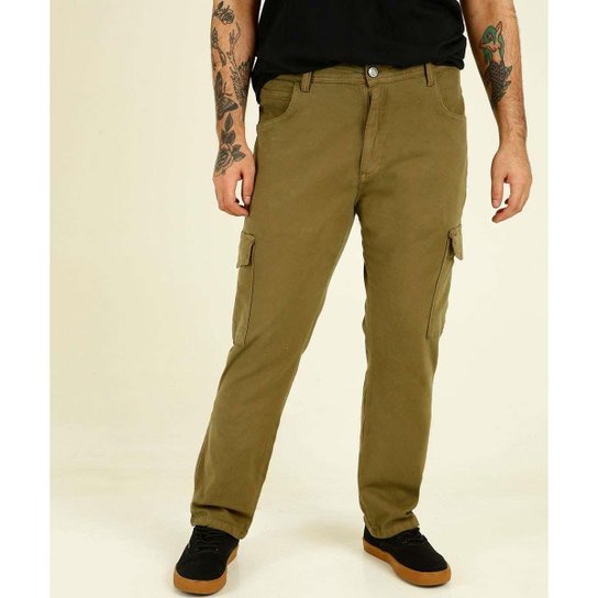 Calça Masculina Sarja Bolsos Cargo Plus Size - 10048241663 - Verde é ruim? Calça Masculina Sarja Bolsos Cargo Plus Size - 10048241663 - Verde é boa?