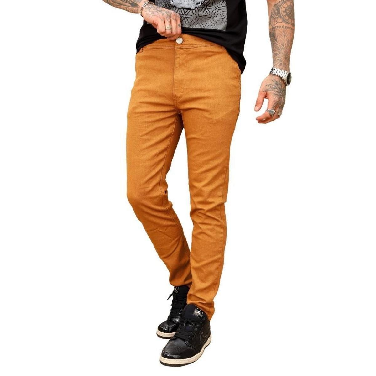 Calça Masculina Sarja Slim Fit Elastano Confortável Menor preço em Calça Masculina Sarja Slim Fit Elastano Confortável