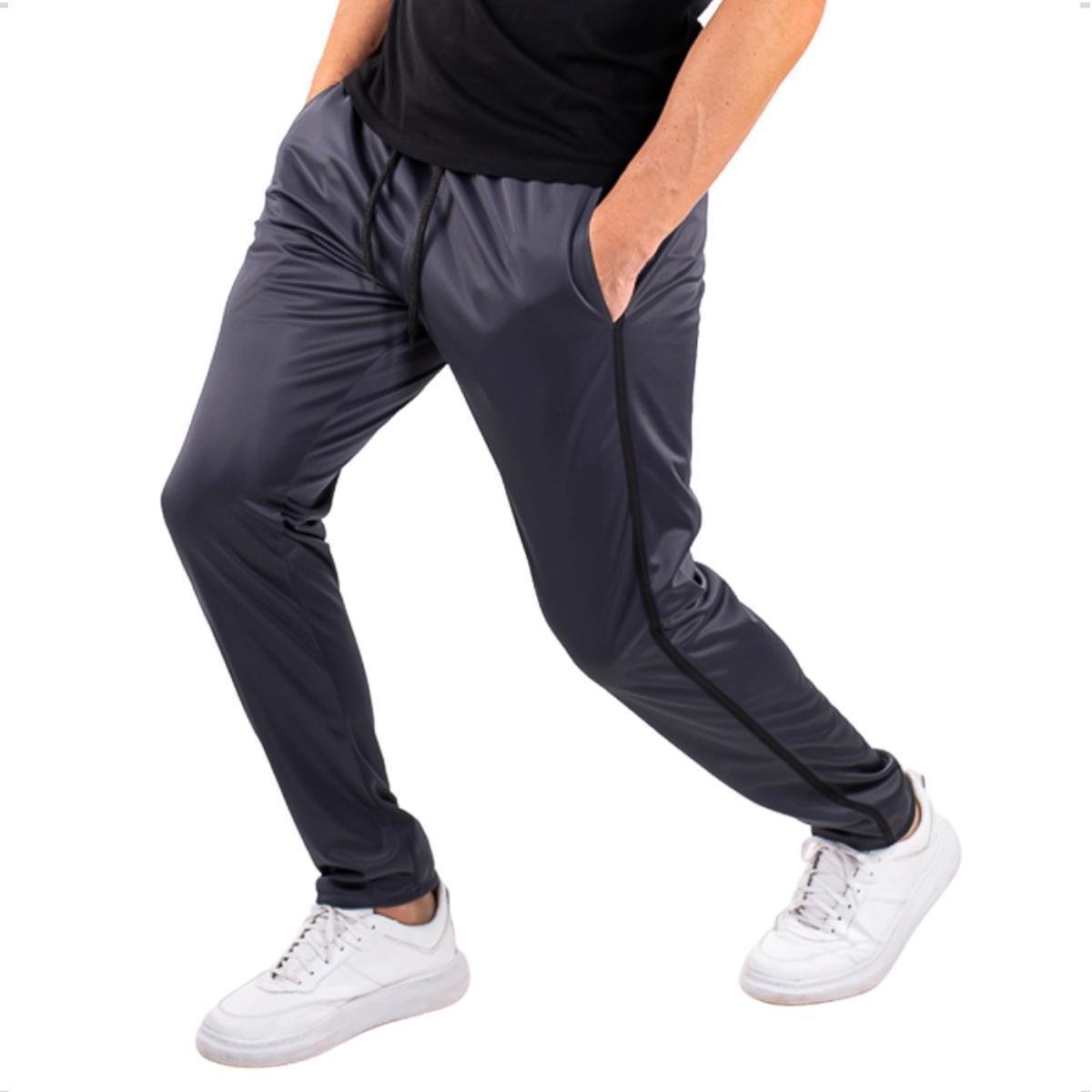 Calça Masculina Skinny Com Listras Helanca Flanelada Esporte Treino