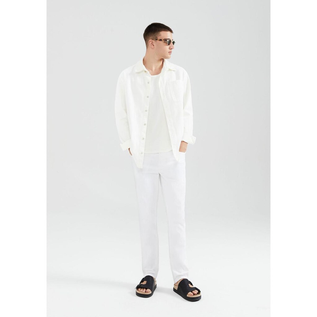 Calça Masculina Slim Em Sarja - Bege 036