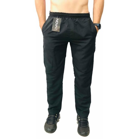 Calça Masculina Tactel Plus Size Tamanho Extra Grande Especial 3 Bolsos Elástico Cordão Academia - Preto Menor preço em Calça Masculina Tactel Plus Size Tamanho Extra Grande Especial 3 Bolsos Elástico Cordão Academia - Preto