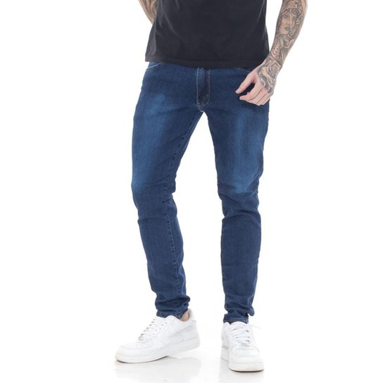 Calça Masculino Jeans Super Skinny Premium Street - Azul Menor preço em Calça Masculino Jeans Super Skinny Premium Street - Azul