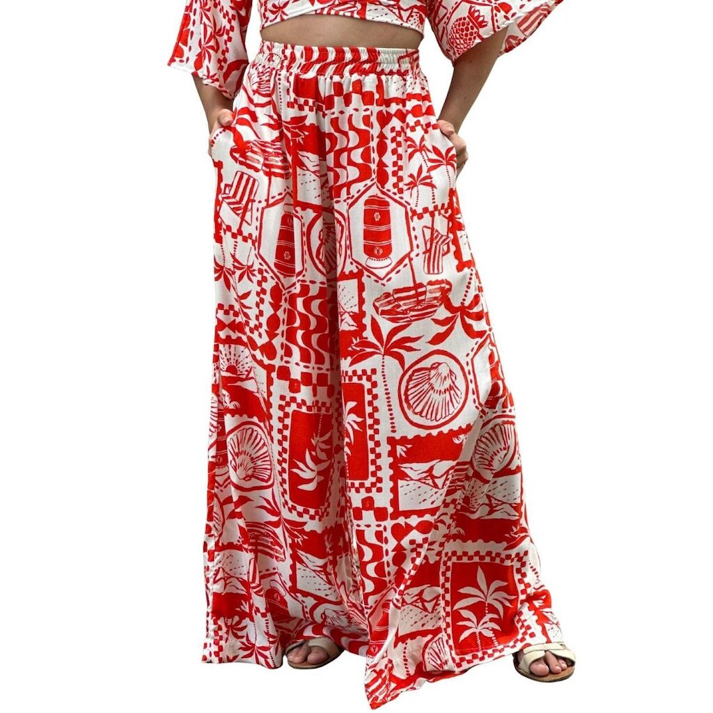 Calça Max Pantalona Estampada Usenagai