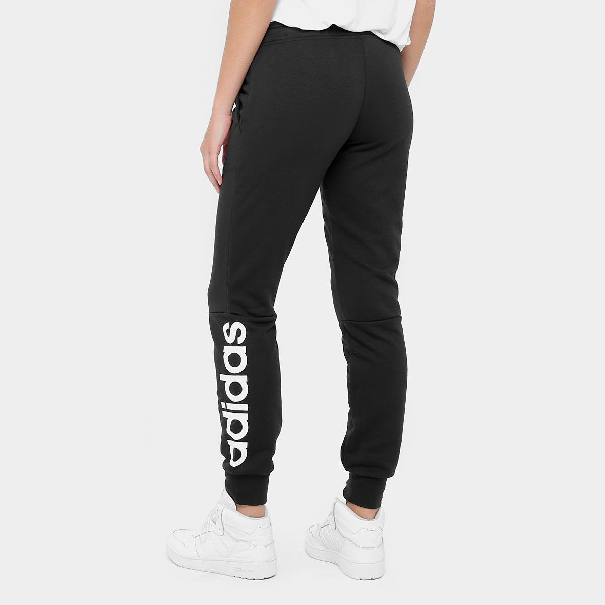 Calça Moletom Adidas Ess Lin Feminina - Preto | Netshoes