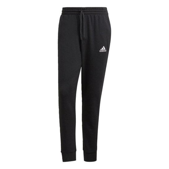 Calça Moletom Barra Afunilada Essentials Adidas - Preto+Branco Menor preço em Calça Moletom Barra Afunilada Essentials Adidas - Preto+Branco