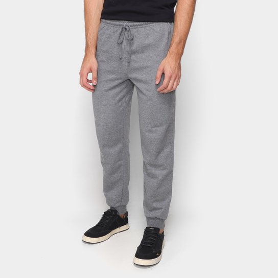 Calça Moletom Basicamente Lisa Masculina - Chumbo Menor preço em Calça Moletom Basicamente Lisa Masculina - Chumbo
