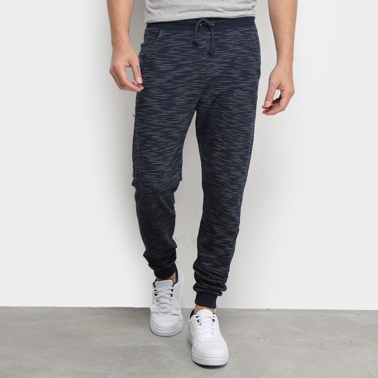 Calça Moletom Burn Basic Masculina - Marinho Menor preço em Calça Moletom Burn Basic Masculina - Marinho