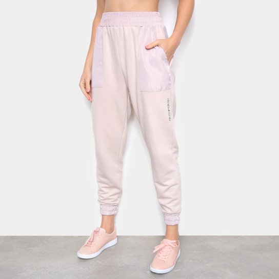 Calça Moletom Colcci Jogger Cintura Alta Feminina - Bege