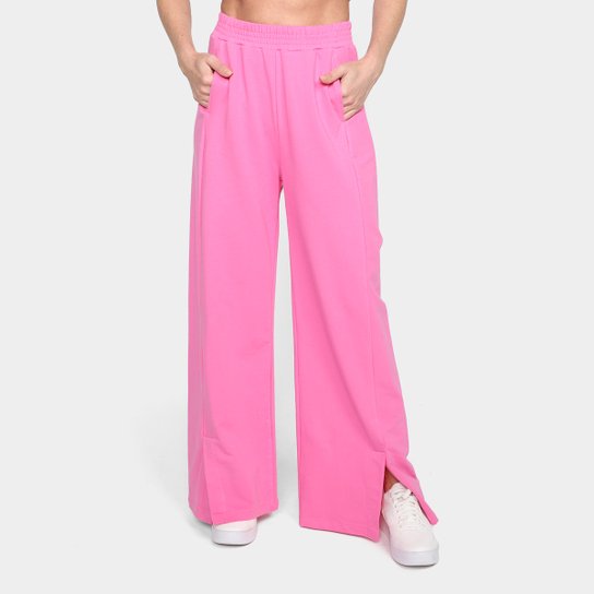 Calça Moletom Dzarm Pantalona Cintura Alta Feminina - Rosa Menor preço em Calça Moletom Dzarm Pantalona Cintura Alta Feminina - Rosa
