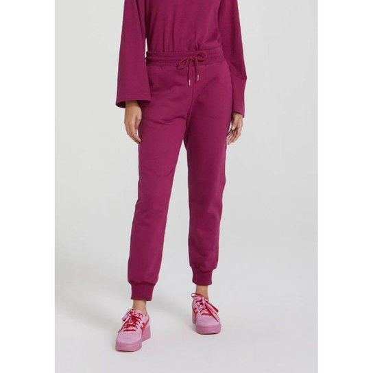 Calça Moletom Feminina Hering - Bordô Menor preço em Calça Moletom Feminina Hering - Bordô