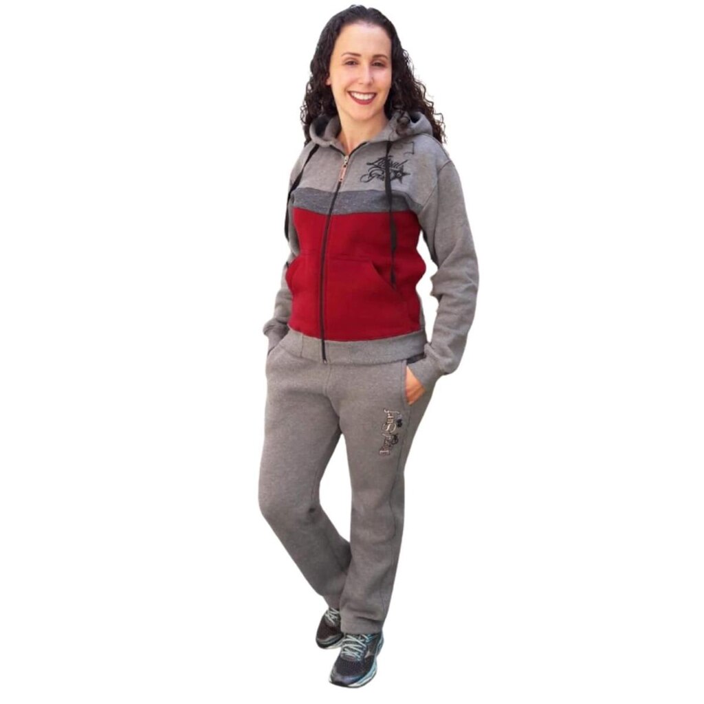 Calça Moletom Feminina Reta Flanelada com bolsos Mescla claro