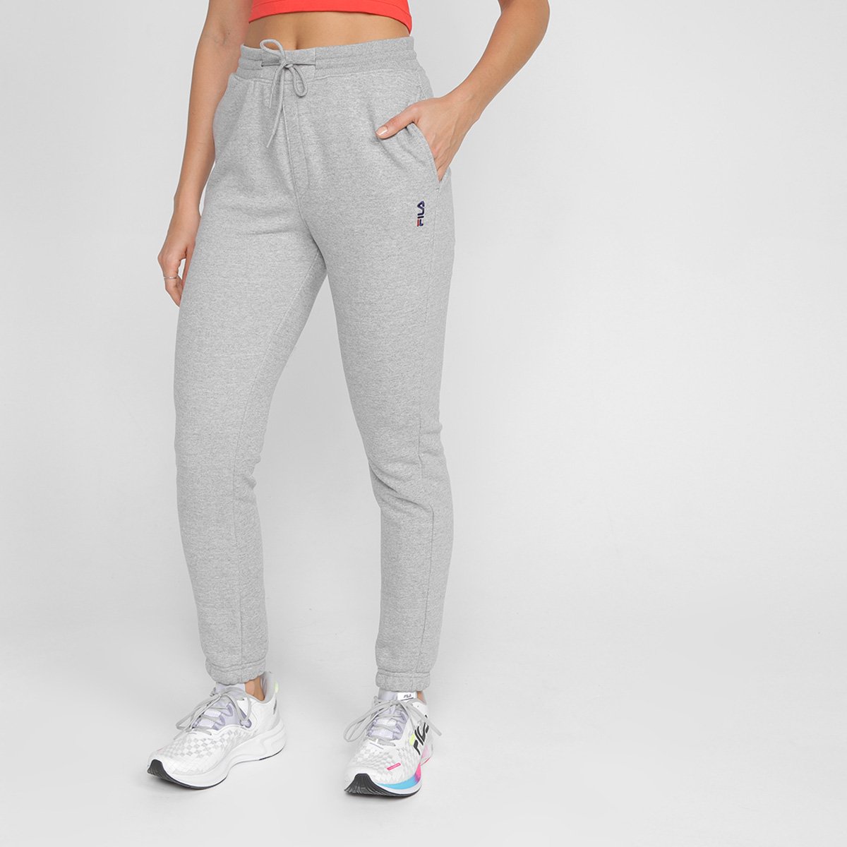 Calça Moletom Fila Essencial Feminina Mescla Netshoes