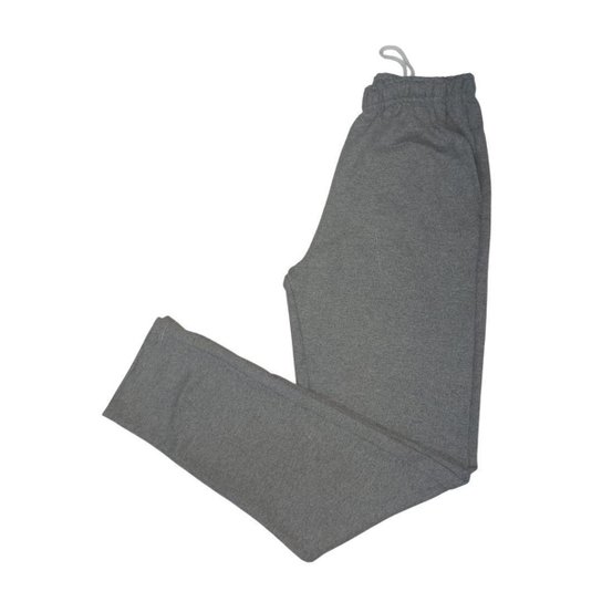 Calça Moletom Flanelada Sem Punho - Cinza+Preto Menor preço em Calça Moletom Flanelada Sem Punho - Cinza+Preto